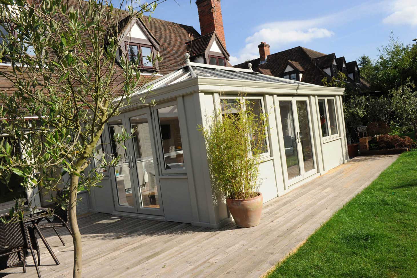 conservatory in sage colour