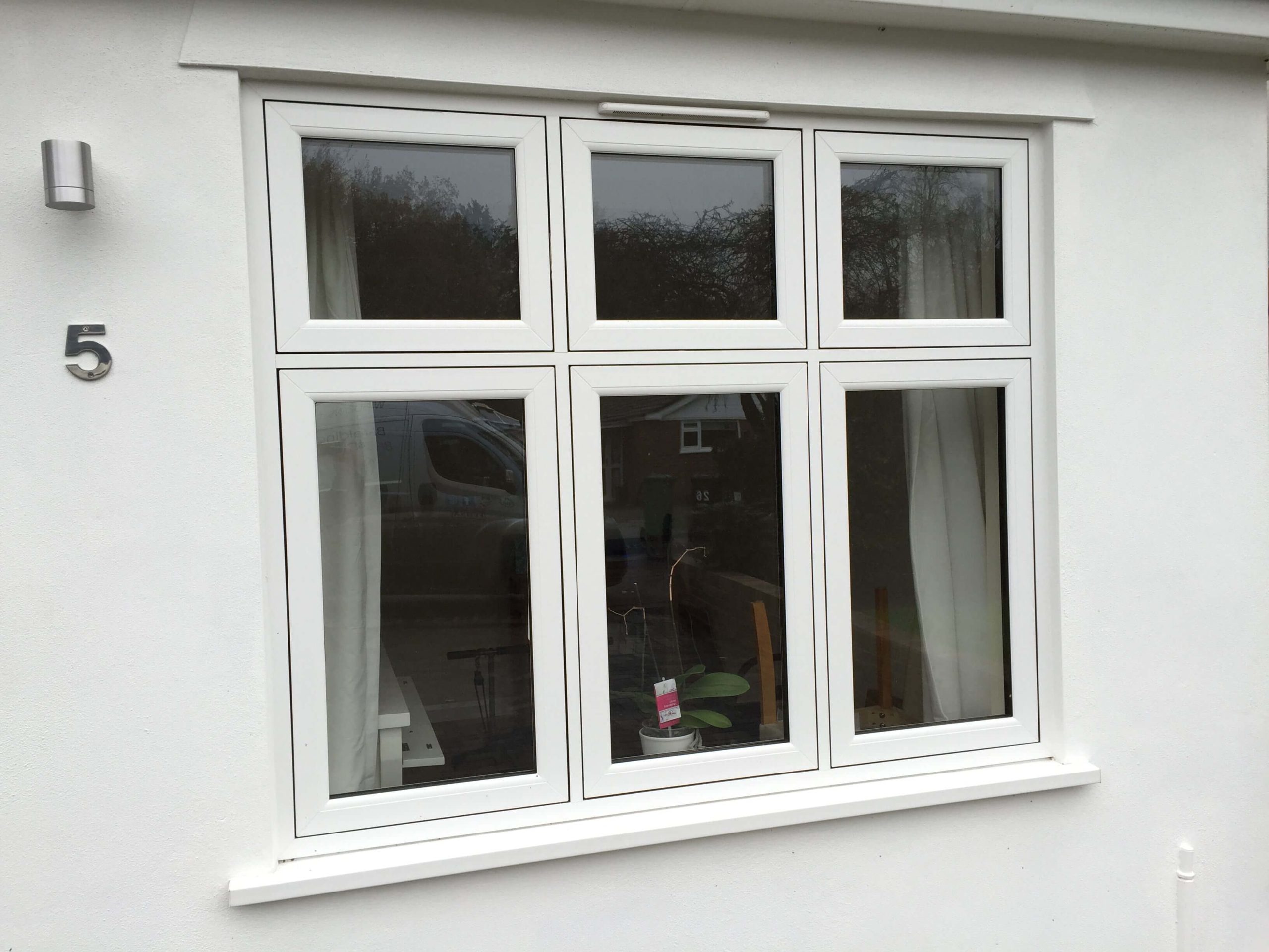 flush sash window white