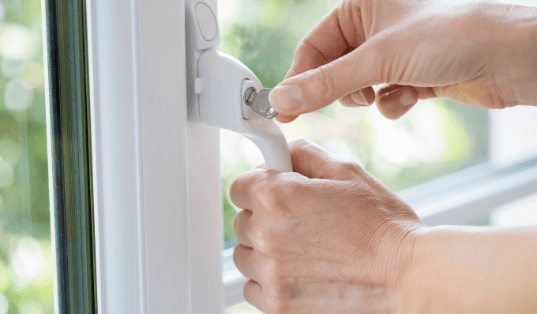 turning key in window lock