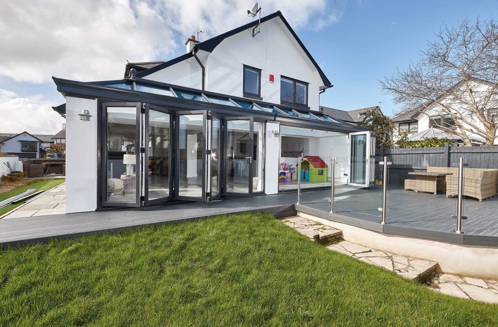 Duraflex bifold door with modern patio
